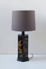 Chinoiserie Black Lacquer Table Lamp