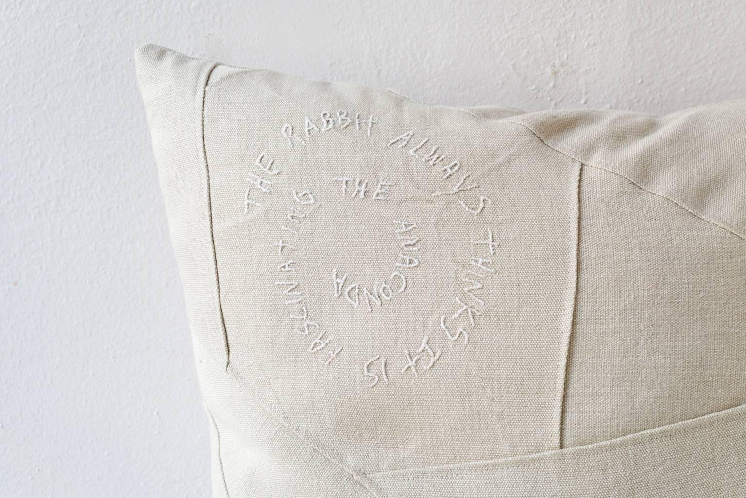 American Embroidered Text Pillow, Anaconda 
