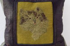 Needlepoint Cushion in Muted Greens