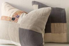 Piecework Color Block Linen Cushions