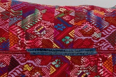 Guatemalan Huipil Textile Pillow in Red, Pink Violet Blue Yellow