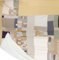 Gill King-Size Bedspread in Vintage and Antique Fabrics Gold, Tan, Mauve, Greens