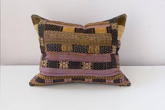 Bronze and Black with Violet Silk Embroidery Cushion