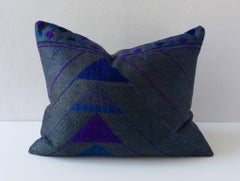 Overdyed Phulkari Pillow in Purple Blue Teal and Green, Large