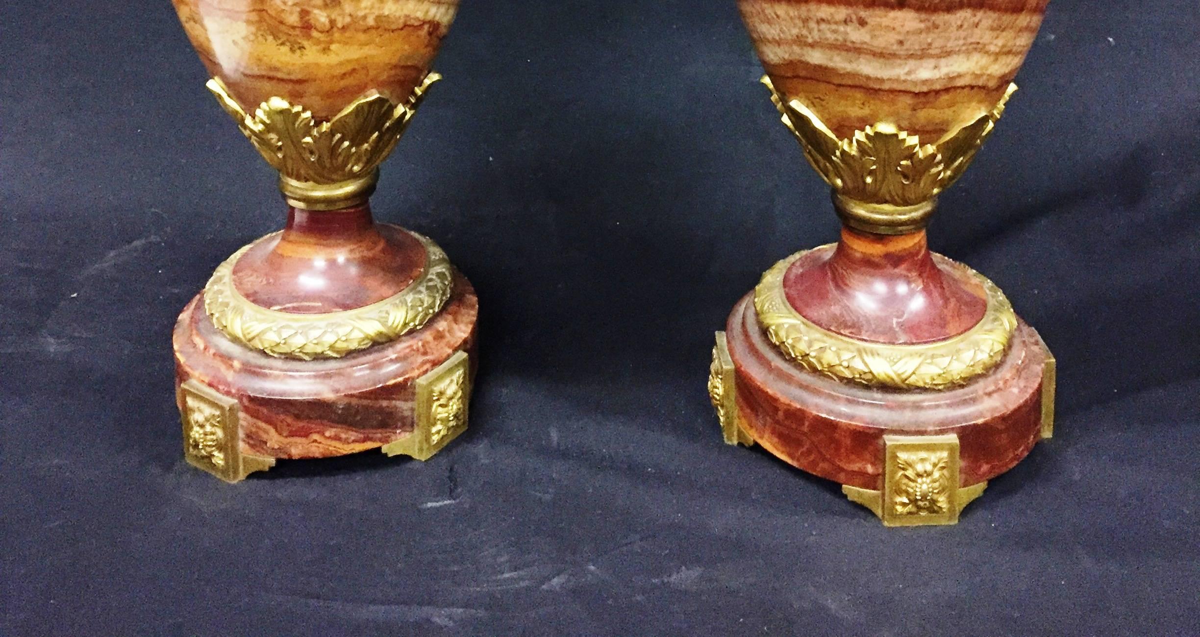 Carved Pair of 19th Century Marble Vases For Sale