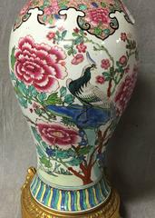 19th Century Famille Rose Vase / Lamp