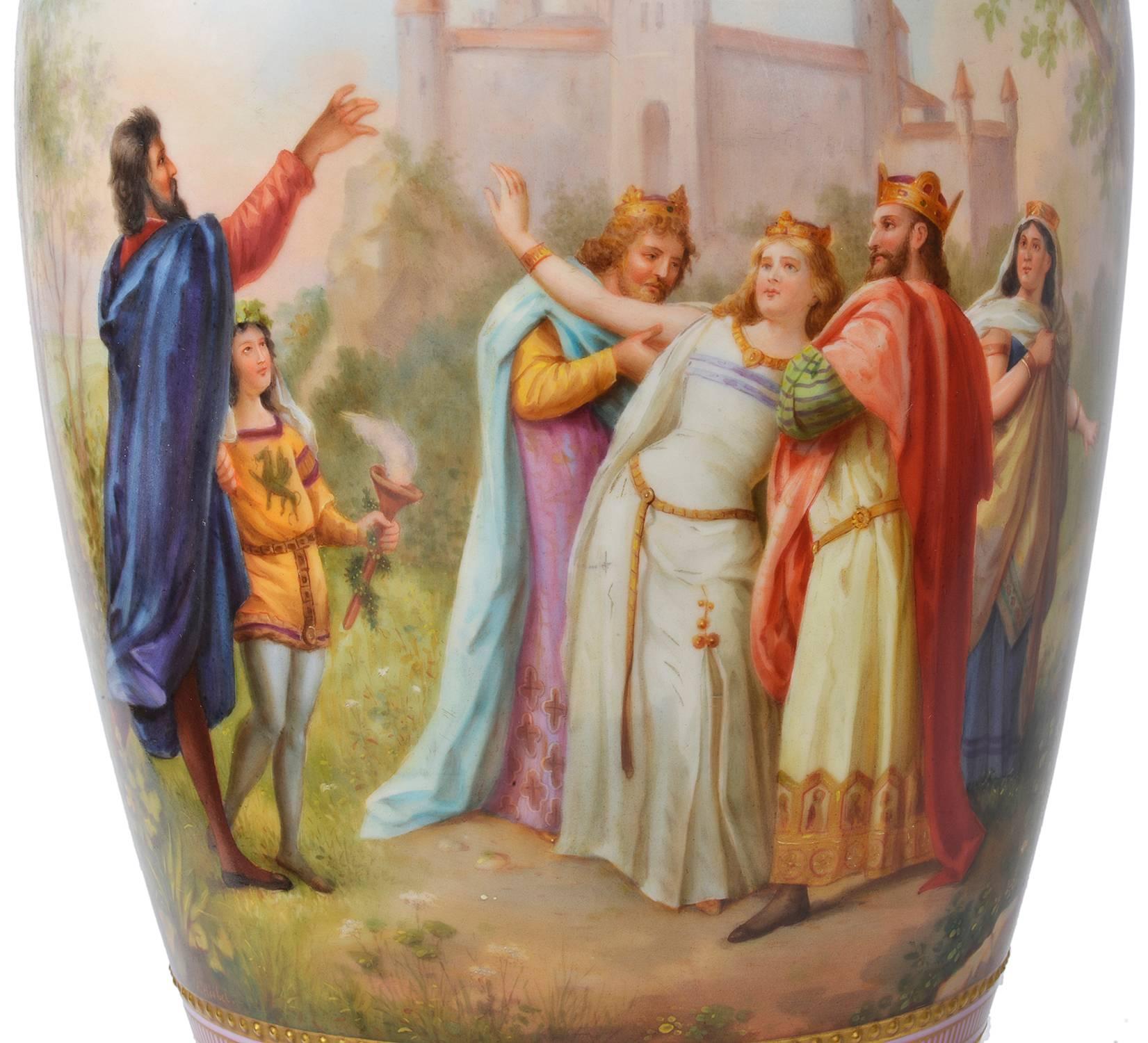 Hand-Painted 19th Century Vienna Porcelain Vase For Sale