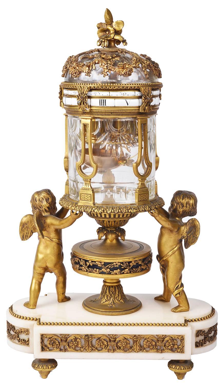 Gilt 19th Century Revolving Mantel Clock