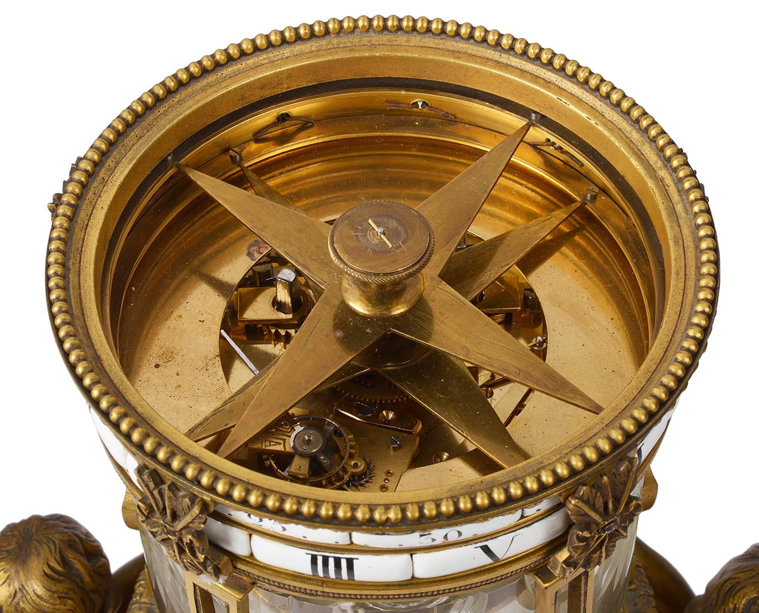 Cut Glass 19th Century Revolving Mantel Clock