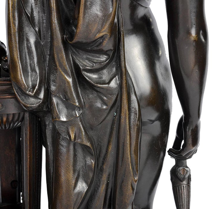 Pair of Classical Grecho Bronze Statues of Classical Females by Dumaige For Sale at 1stDibs