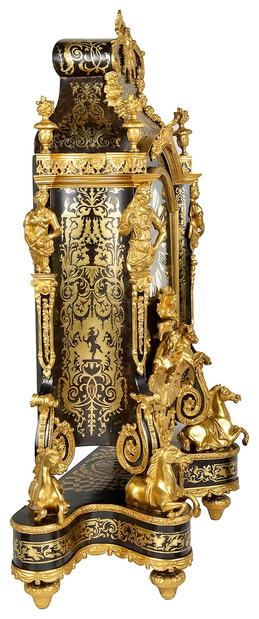 Large, 19th Century Boulle inlaid Mantel clock 1