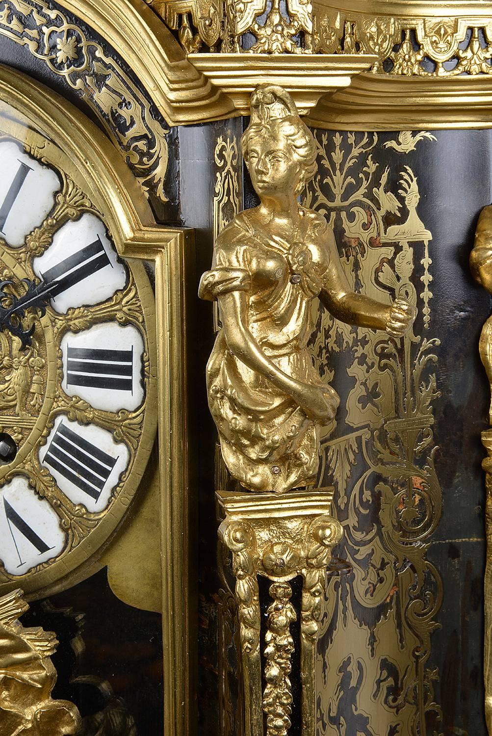 Large, 19th Century Boulle inlaid Mantel clock In Good Condition In Brighton, Sussex