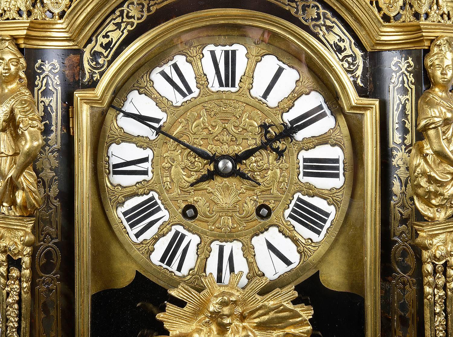 Inlay Large, 19th Century Boulle inlaid Mantel clock