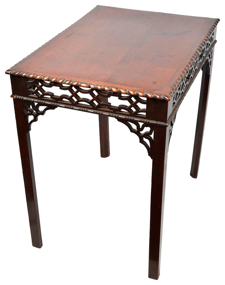 English Chippendale Style Mahogany Side Table, 19th Century For Sale