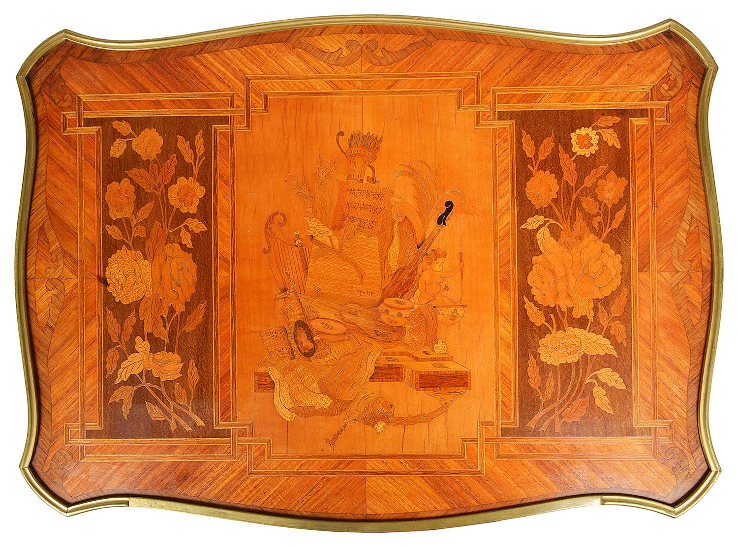 French Louis XVI Style Marquetry Side Table, 19th Century