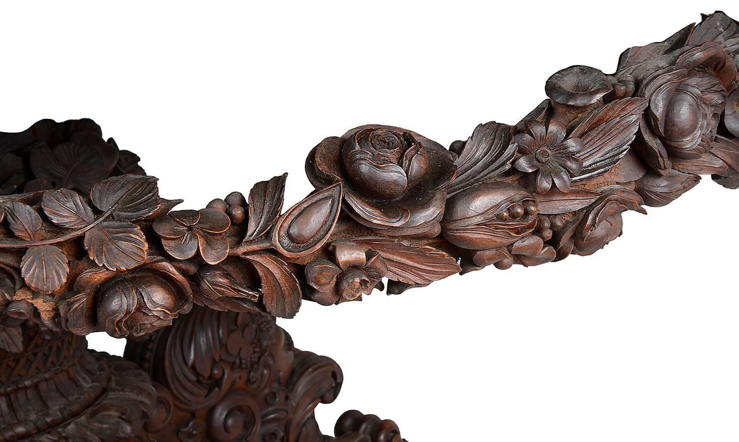 19th Century Carved Walnut Centre Table 2
