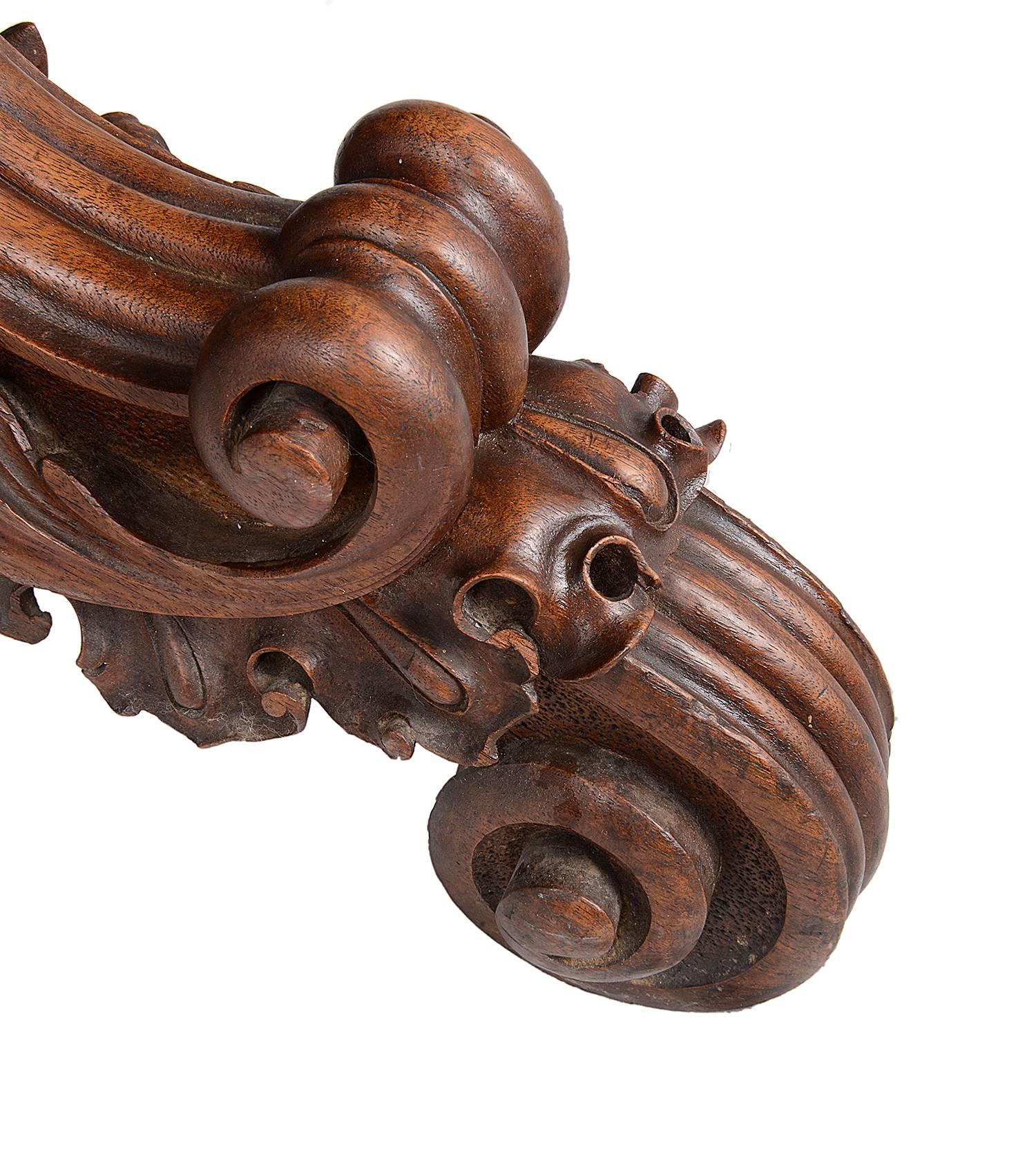 Hand-Carved 19th Century Carved Walnut Centre Table