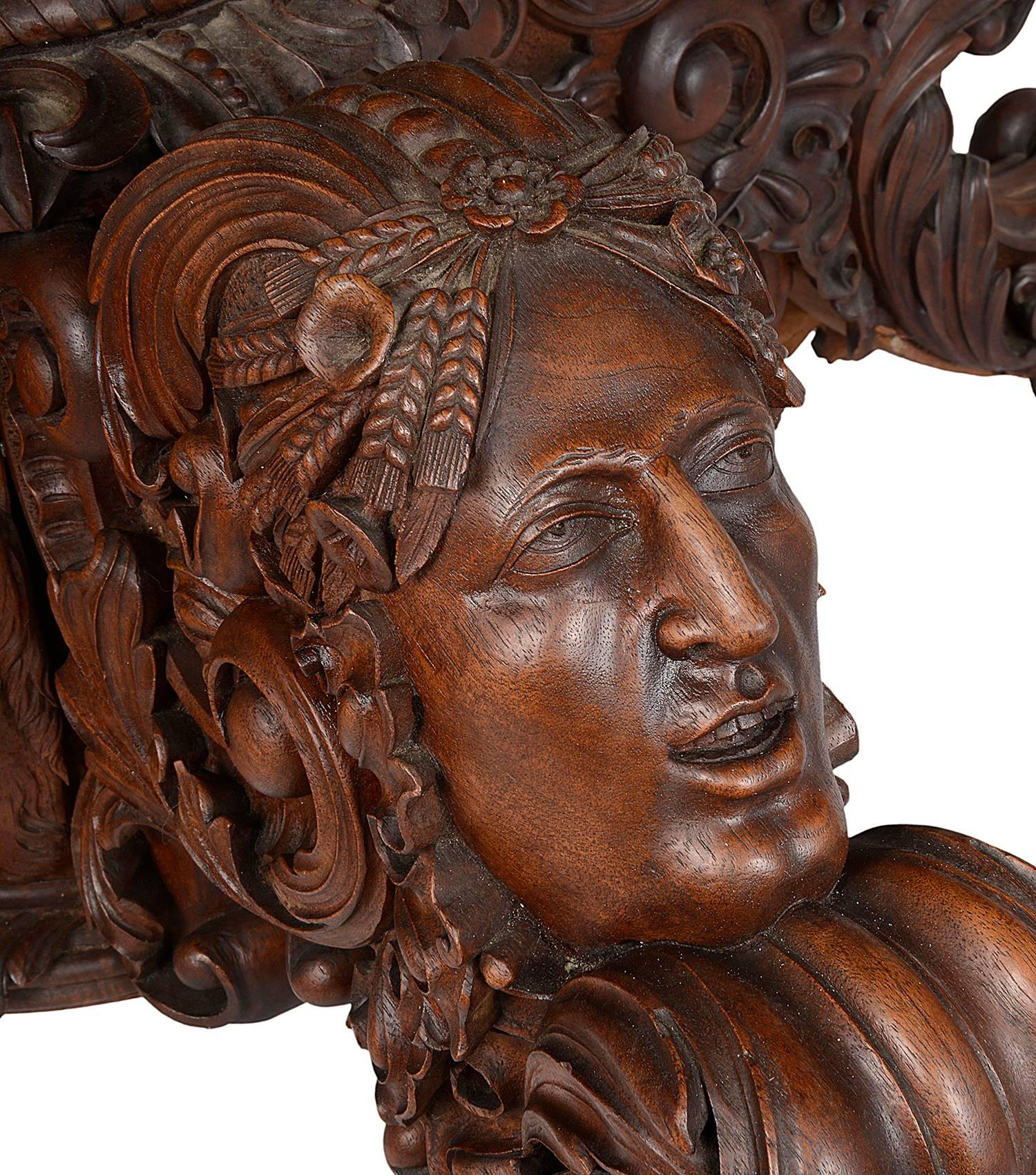 19th Century Carved Walnut Centre Table 1