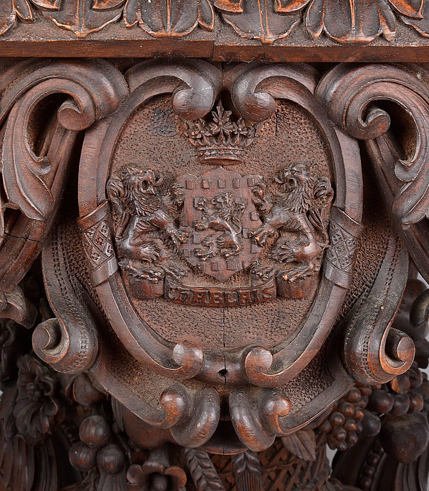 Irish 19th Century Carved Walnut Centre Table