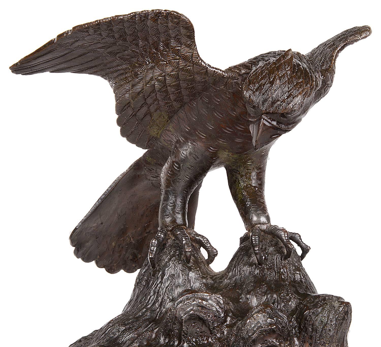 Pair 19th Century Bronze Eagles 2
