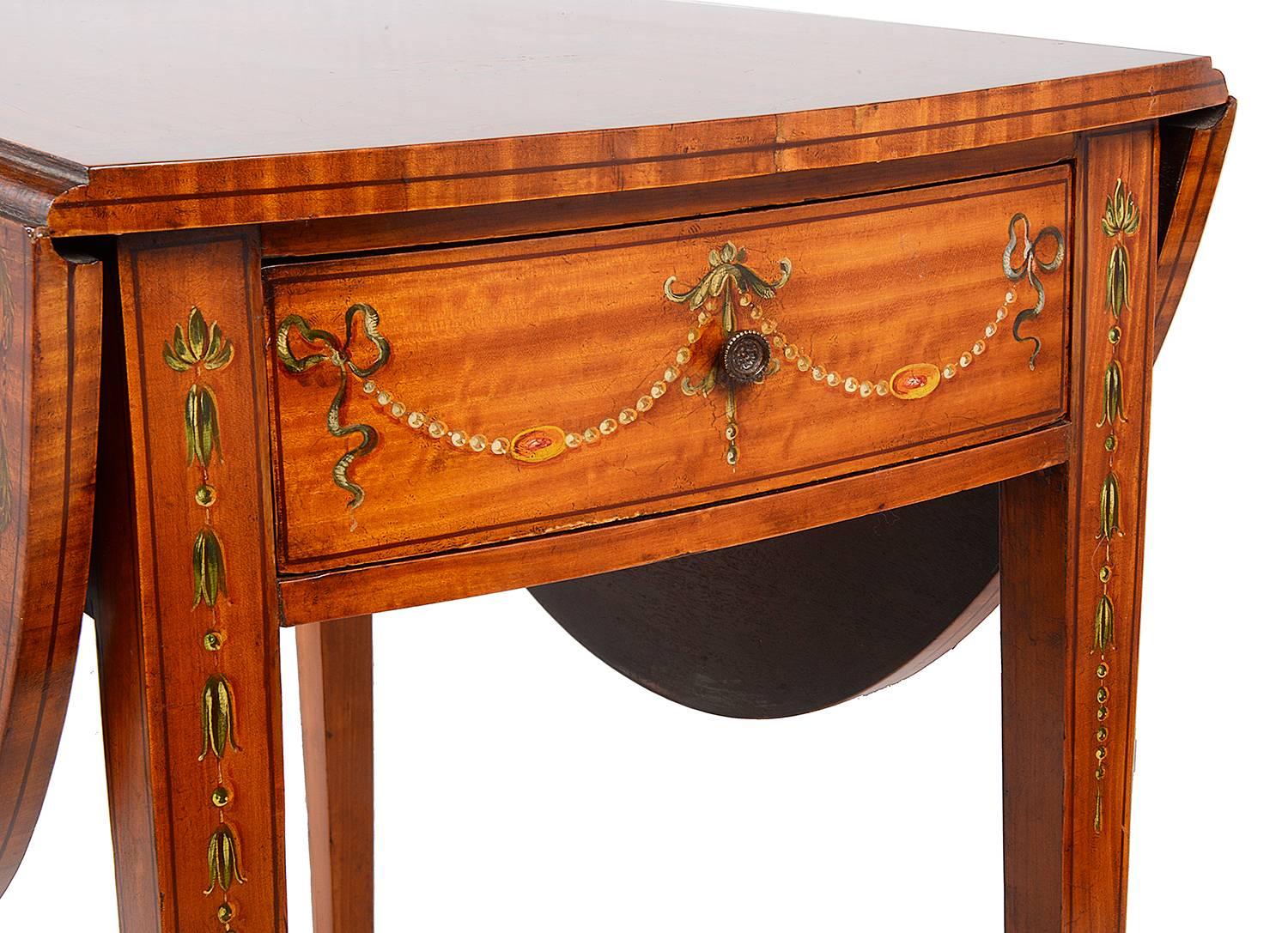 English Satinwood Sheraton Revival Occasional Table