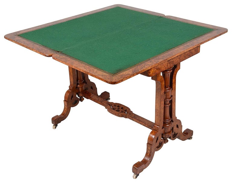 Victorian Walnut Folding Card Table For Sale at 1stdibs