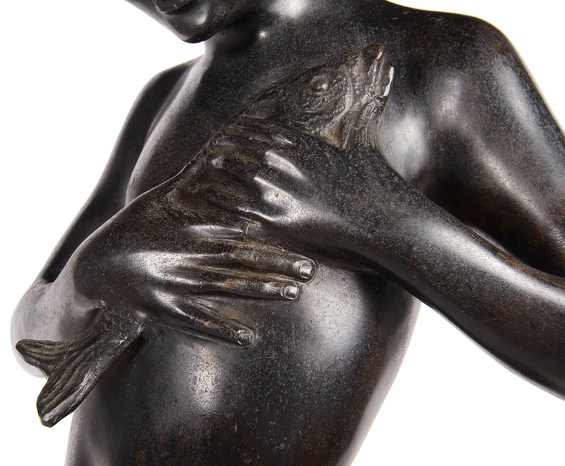 French 19th Century Bronze Fisher Boy For Sale