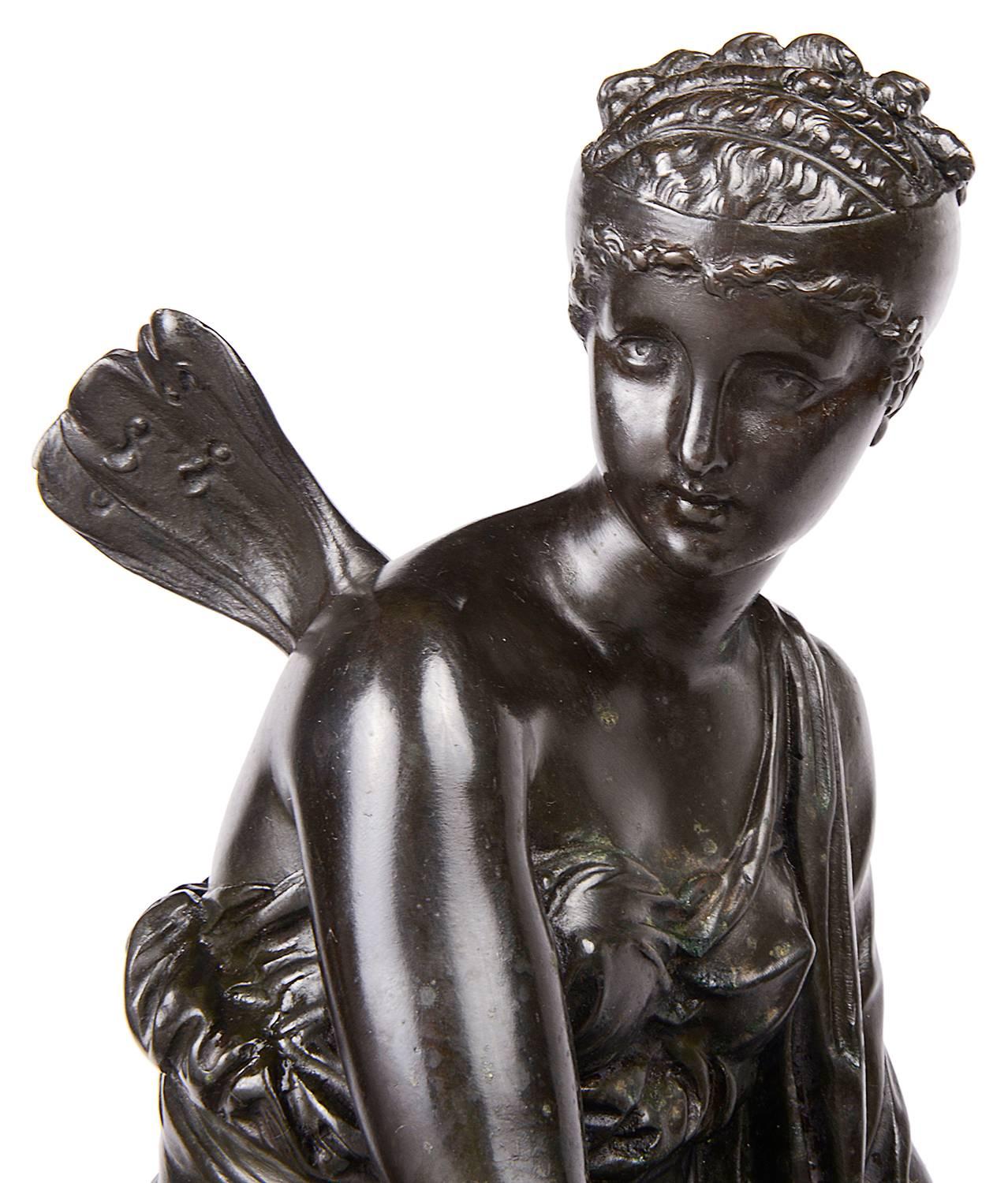 French Psyche and Pandora Classical Bronze Statues, 19th Century, Signed H. Dumaige