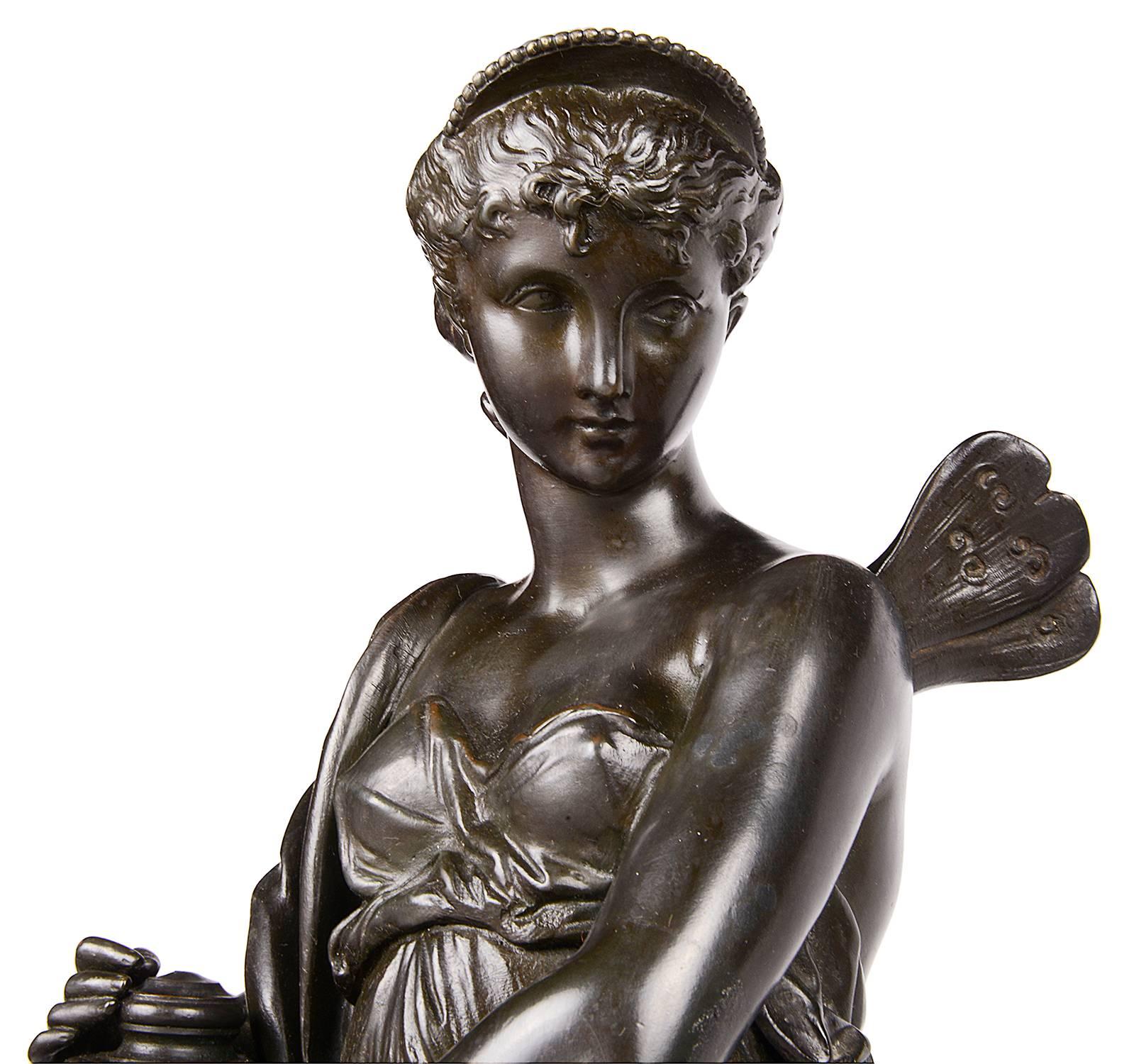 Psyche and Pandora Classical Bronze Statues, 19th Century, Signed H. Dumaige In Excellent Condition In Brighton, Sussex