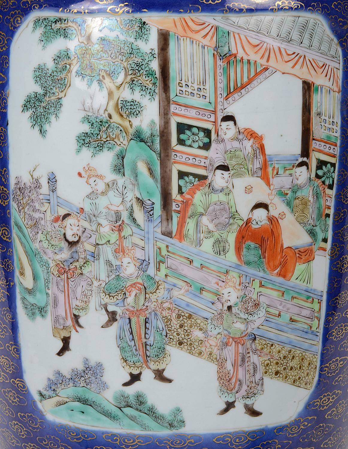 Chinois Vase / lampe chinoise bleu poudre du XIXe siècle en vente