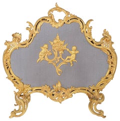 Antique Louis XVI Style Ormolu Fire Screen
