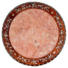 Chinese 19th Century Hardwood, Mother of Pearl Inlaid Garden Seat