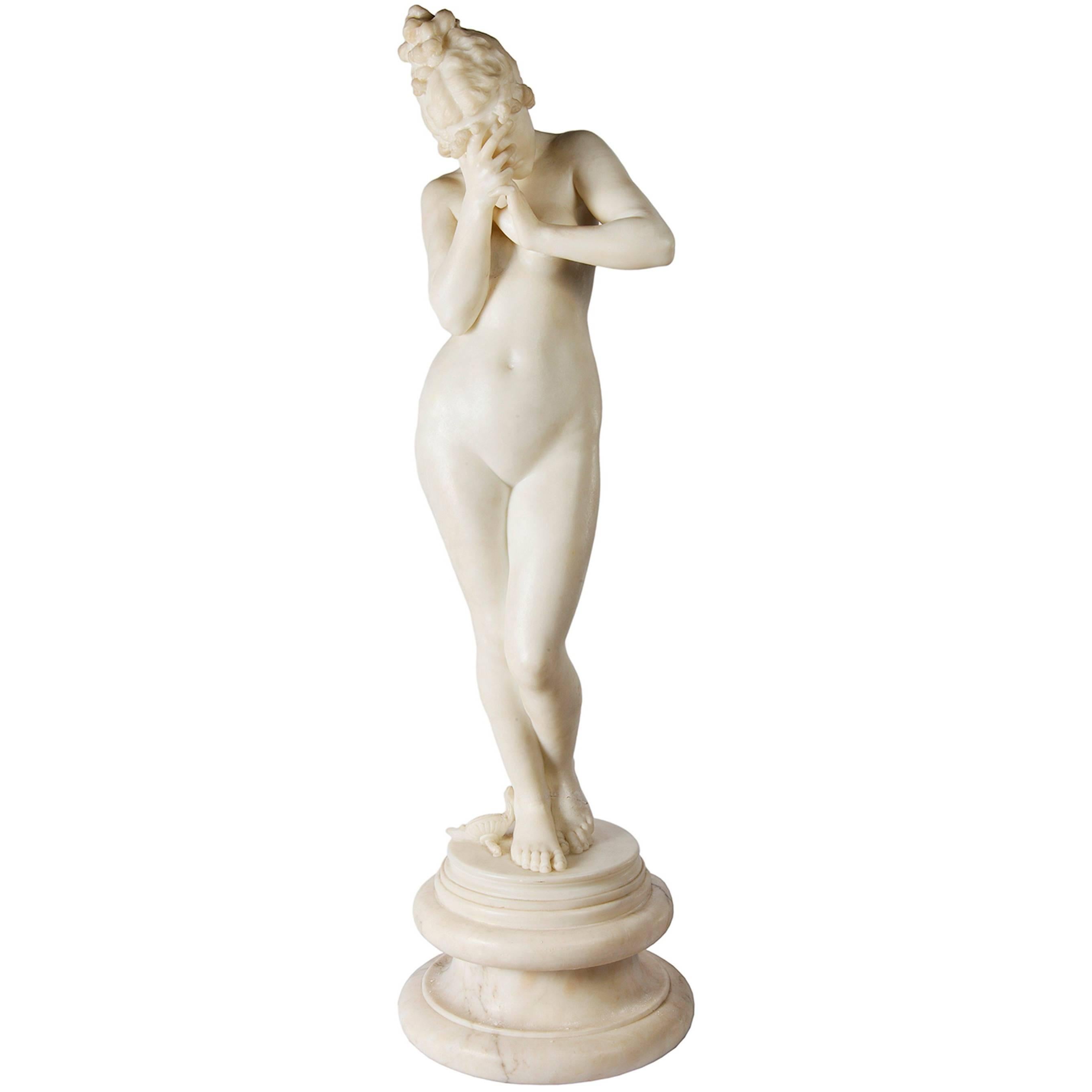 E. Rosa Carved 19th Century Italian Marble Statue of a Nude