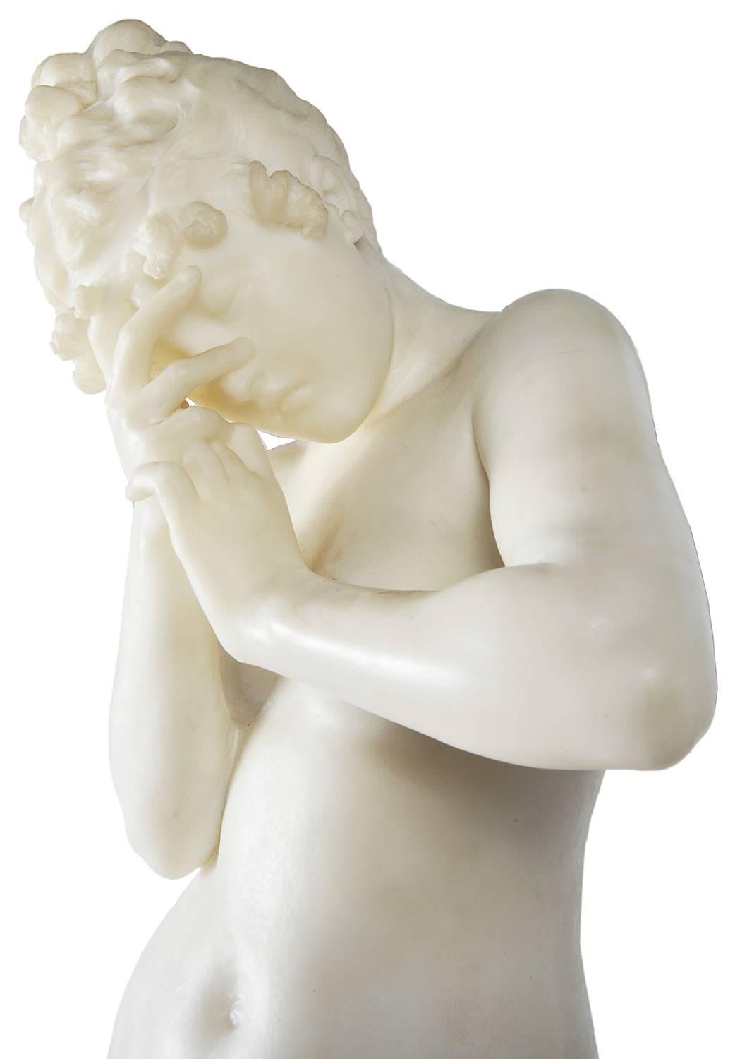 A very good quality late 19th century Italian marble statue of a nude maiden, signed E Rosa.