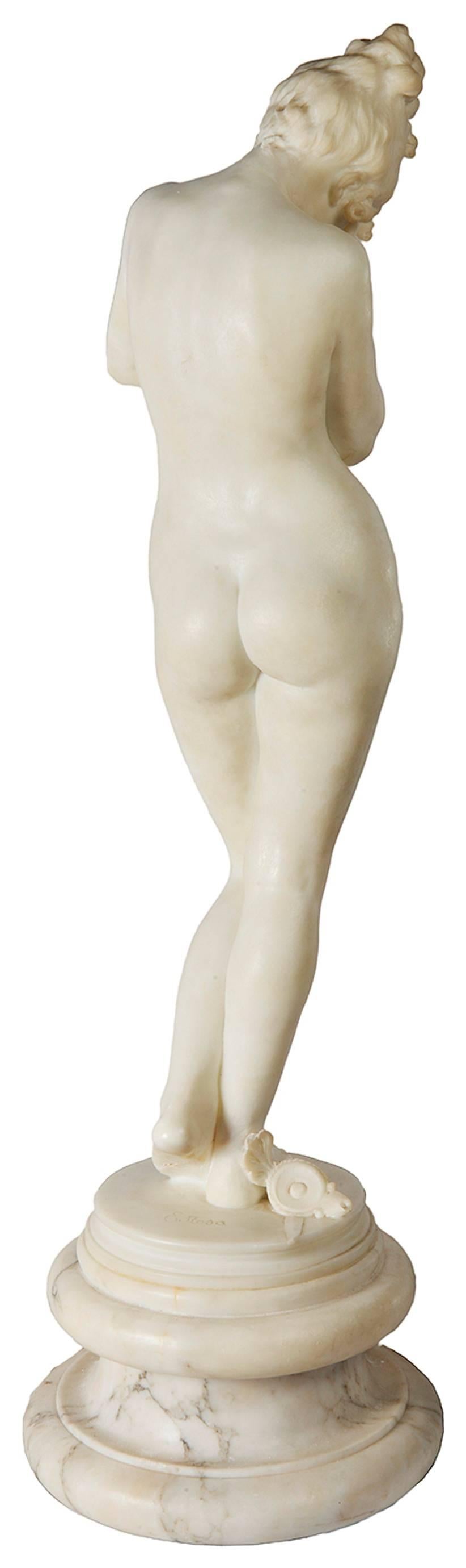 E. Rosa Carved 19th Century Italian Marble Statue of a Nude In Excellent Condition In Brighton, Sussex