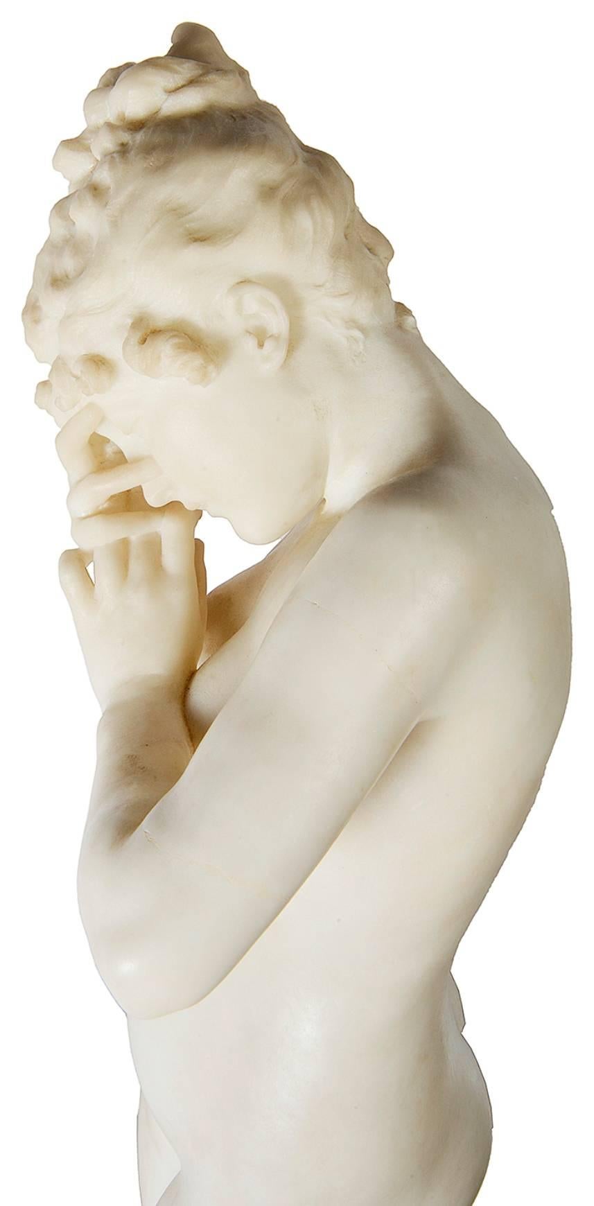 E. Rosa Carved 19th Century Italian Marble Statue of a Nude 3
