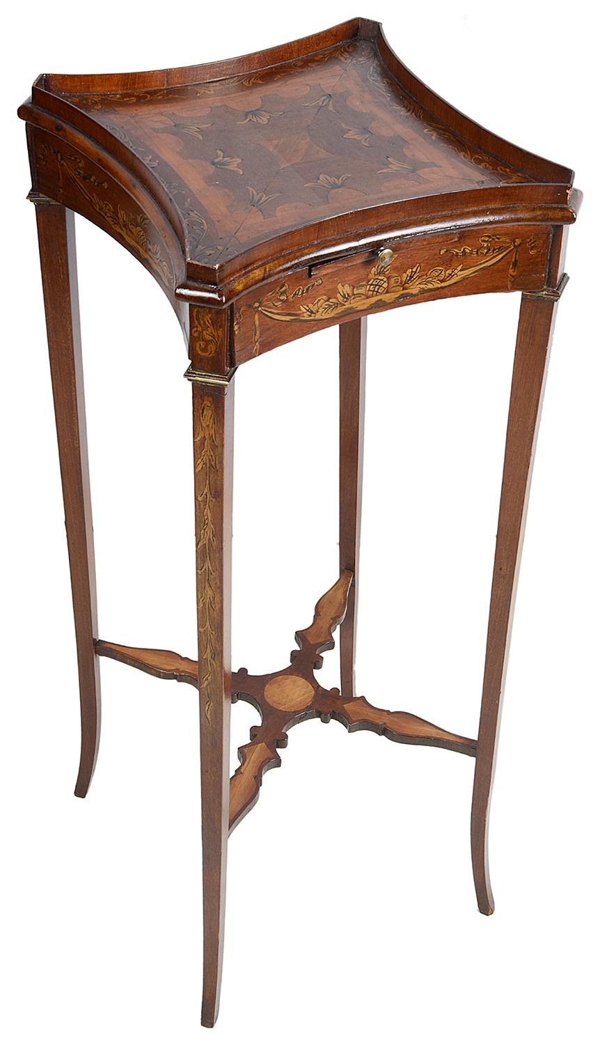 Sheraton Pair of 18th Century Style Inlaid Urn Stands