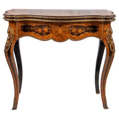 Louis XVI Style French Walnut Marquetry Inlaid Card Table
