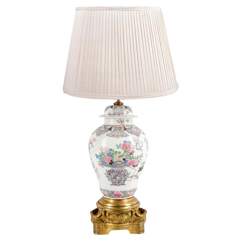 Ormolu-Vase/Lampe, Samson Famille Rose-Stil, 19. Jahrhundert