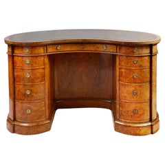 Used Gillows, 19th Century Walnut Kidney Shaped Desk