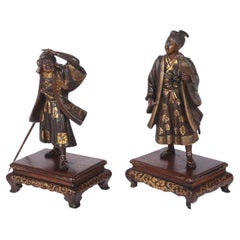 Pareja de estatuas japonesas de bronce miyao, Periodo Meiji