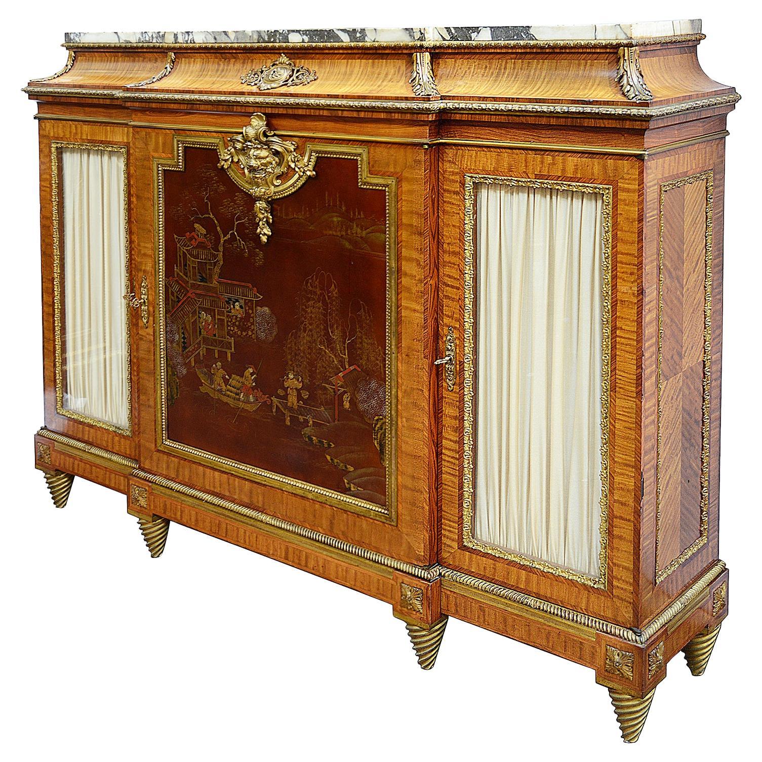 19th Century Louis XV Style Japanned Lacquer Side Cabinet by Beauderley For Sale