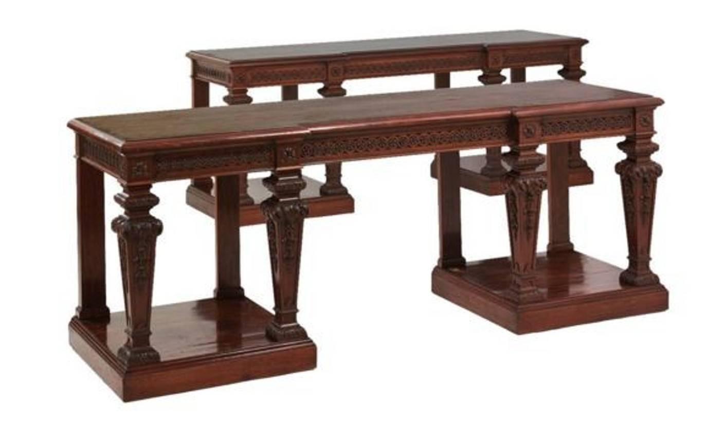 English Mahogany Console Tables by 'Holland and Son'