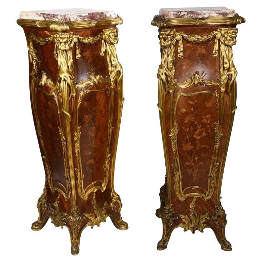 Pair 19th Century Pedestals by Francoise Linke For Sale