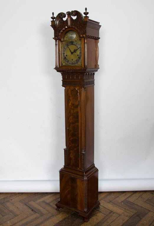 Mahogany Chippendale influenced Grandmother clock