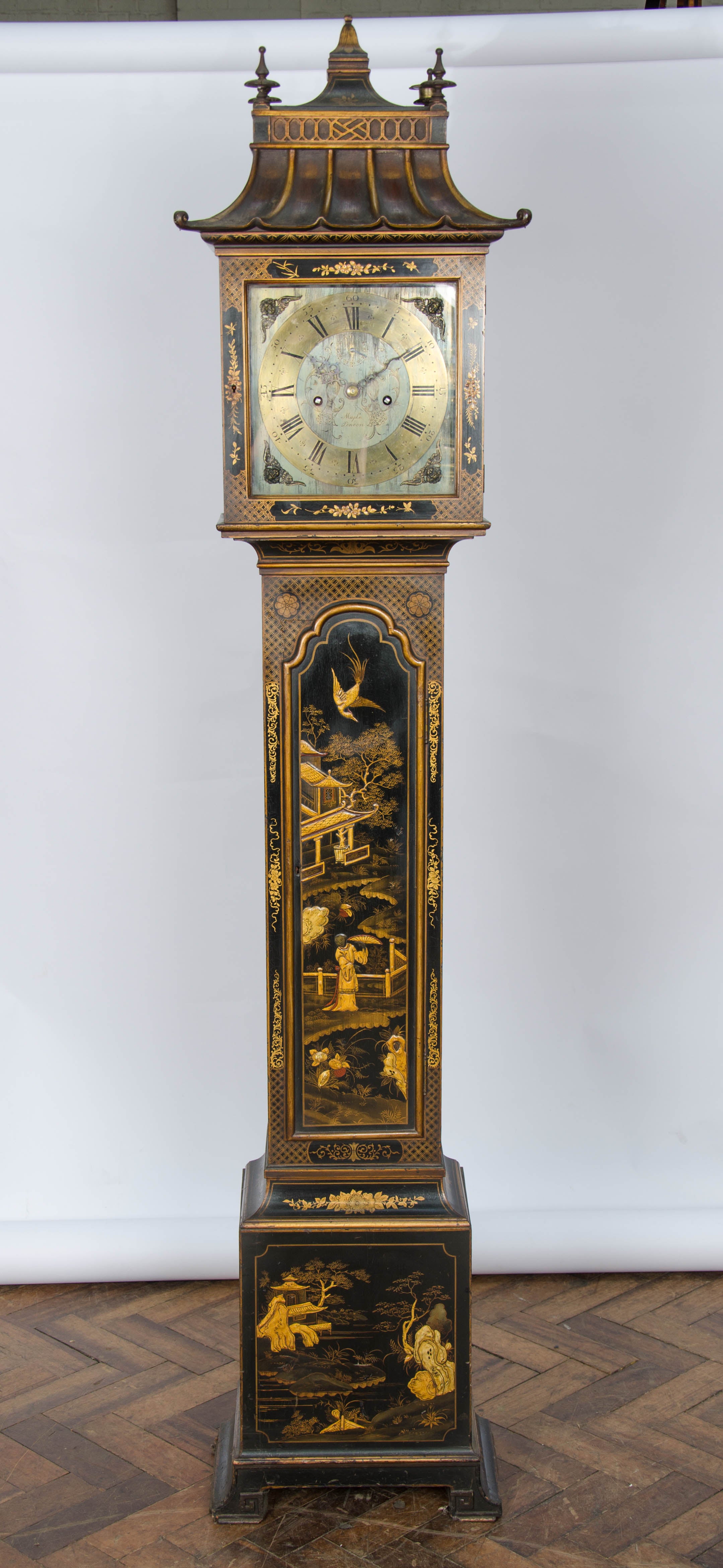 Chinoiserie Lacquer Chippendale style Grandmother Clock