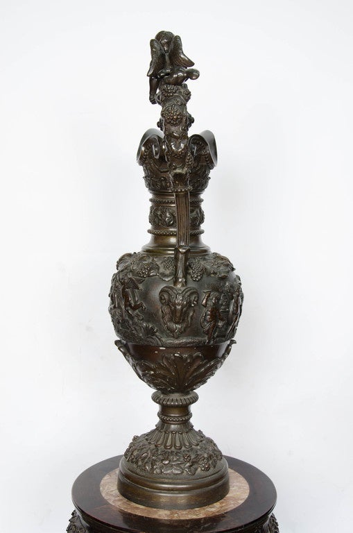 Large Pair of 19th Century Bronze Ewers 4