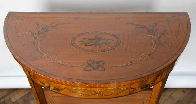 Sheraton Pair of 19th Century Satinwood Console Tables