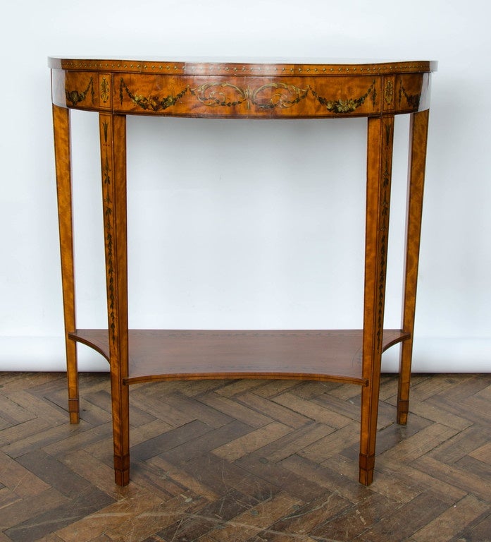 Early 20th Century Pair of 19th Century Satinwood Console Tables