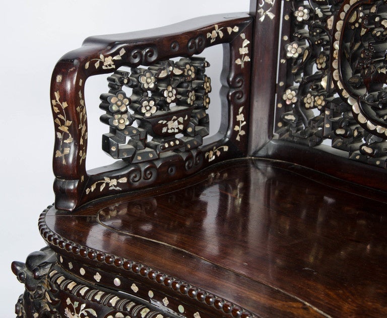 Pair of 19th Century Chinese Hardwood Armchairs 1
